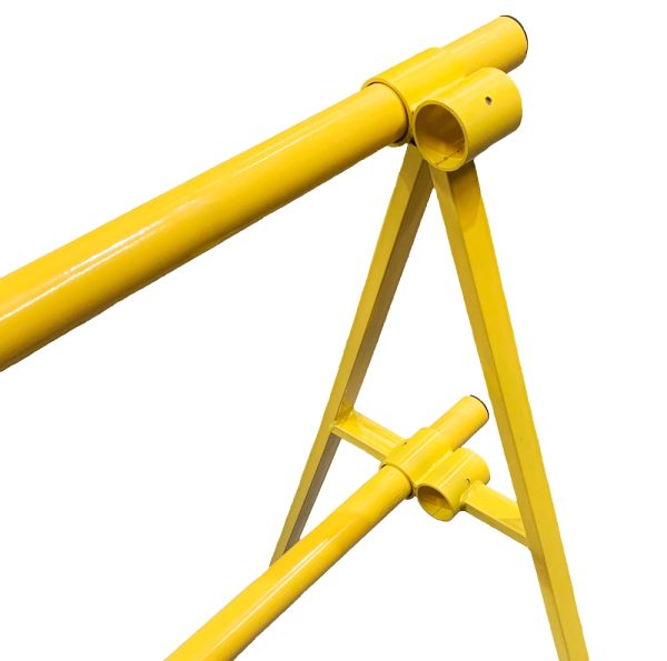 2-Way Fixed Twin Rail Barricading Legs in powdercoated yellow